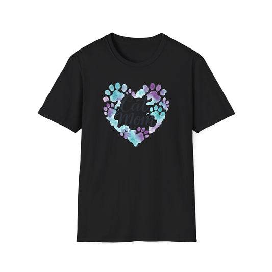 Watercolor Cat Mom Heart T-Shirt