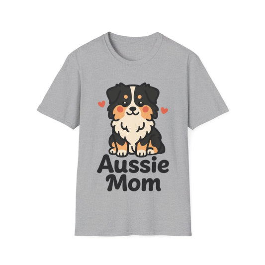 Aussie Mom Cartoon Australian Shepherd Design Unisex T-Shirt