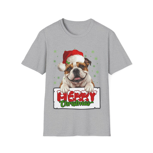 Christmas Bulldog in Santa Hat Unisex T-Shirt