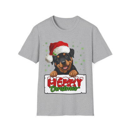 Christmas Rottweiler in Santa Hat Unisex T-Shirt