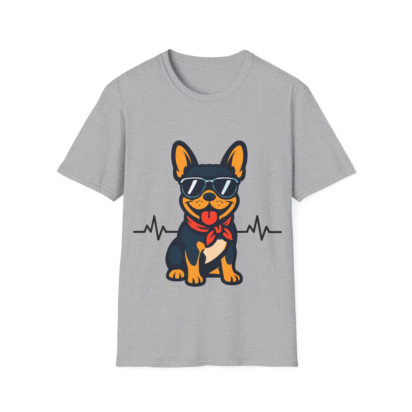 French Bulldog With Heartbeat And Cool Sunglasses Dog Unisex T-Shirt