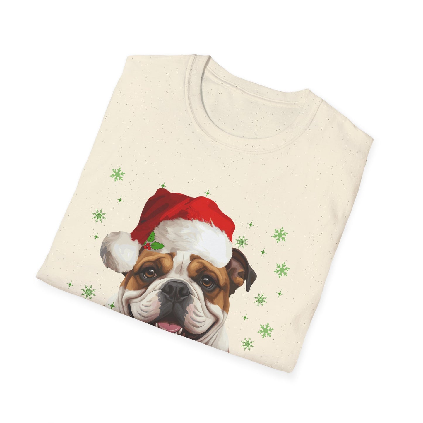 Christmas Bulldog in Santa Hat Unisex T-Shirt