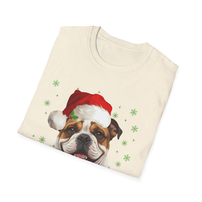 Christmas Bulldog in Santa Hat Unisex T-Shirt