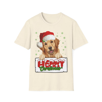 Christmas Golden Retriever in Santa Hat Unisex T-Shirt