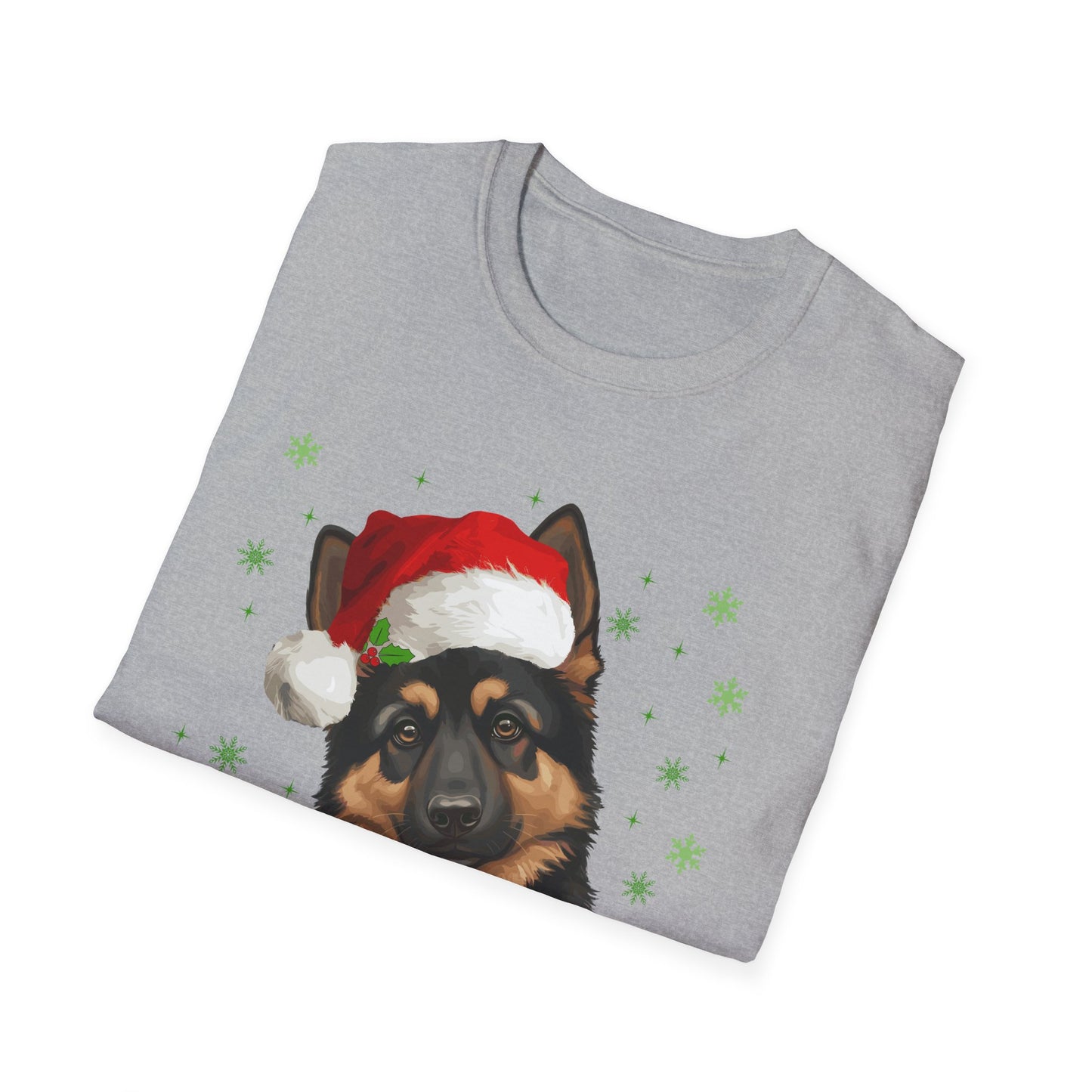 Merry Christmas Cute German Shepherd in Santa Hat Unisex T-Shirt