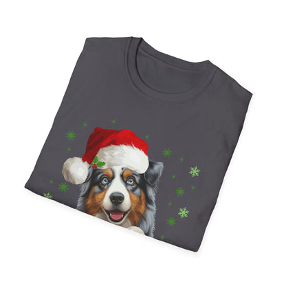 Christmas Aussie in Santa Hat Unisex T-Shirt