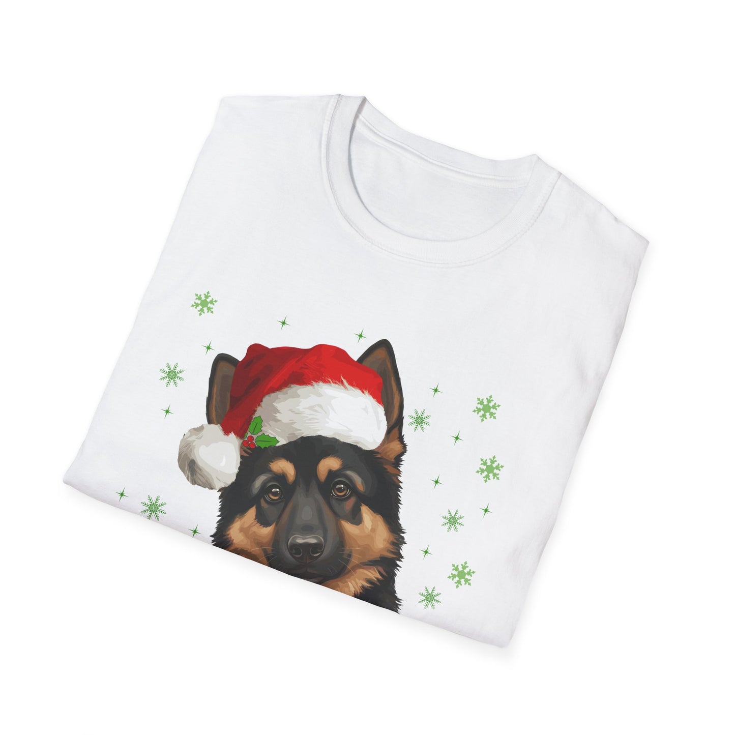 Merry Christmas Cute German Shepherd in Santa Hat Unisex T-Shirt