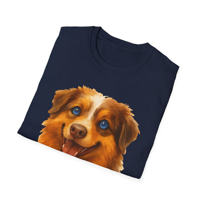 Aussie Mom Red Merle Watercolor Australian Shepherd Design Unisex T-Shirt