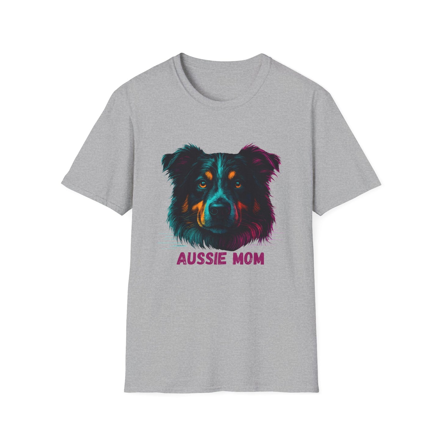 Aussie Mom Unisex T-Shirt - Vibrant Australian Shepherd Design