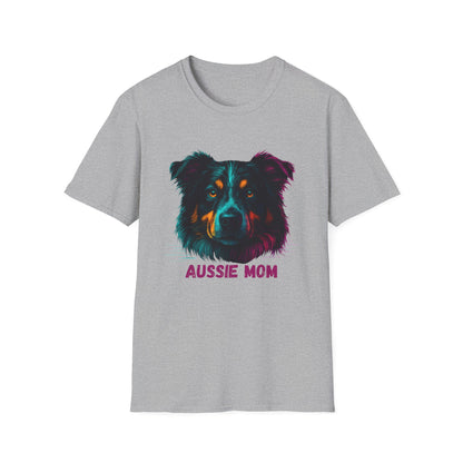 Aussie Mom Unisex T-Shirt - Vibrant Australian Shepherd Design