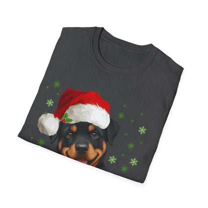 Christmas Rottweiler in Santa Hat Unisex T-Shirt
