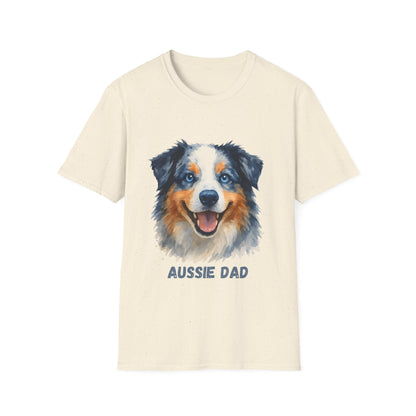 Aussie Dad Watercolor Australian Shepherd Unisex T-Shirt