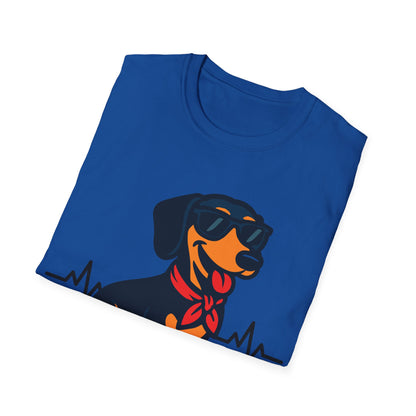 Dachshund With Heartbeat And Cool Sunglasses Dog Unisex T-Shirt