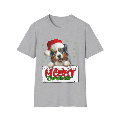 Christmas Aussie in Santa Hat Unisex T-Shirt