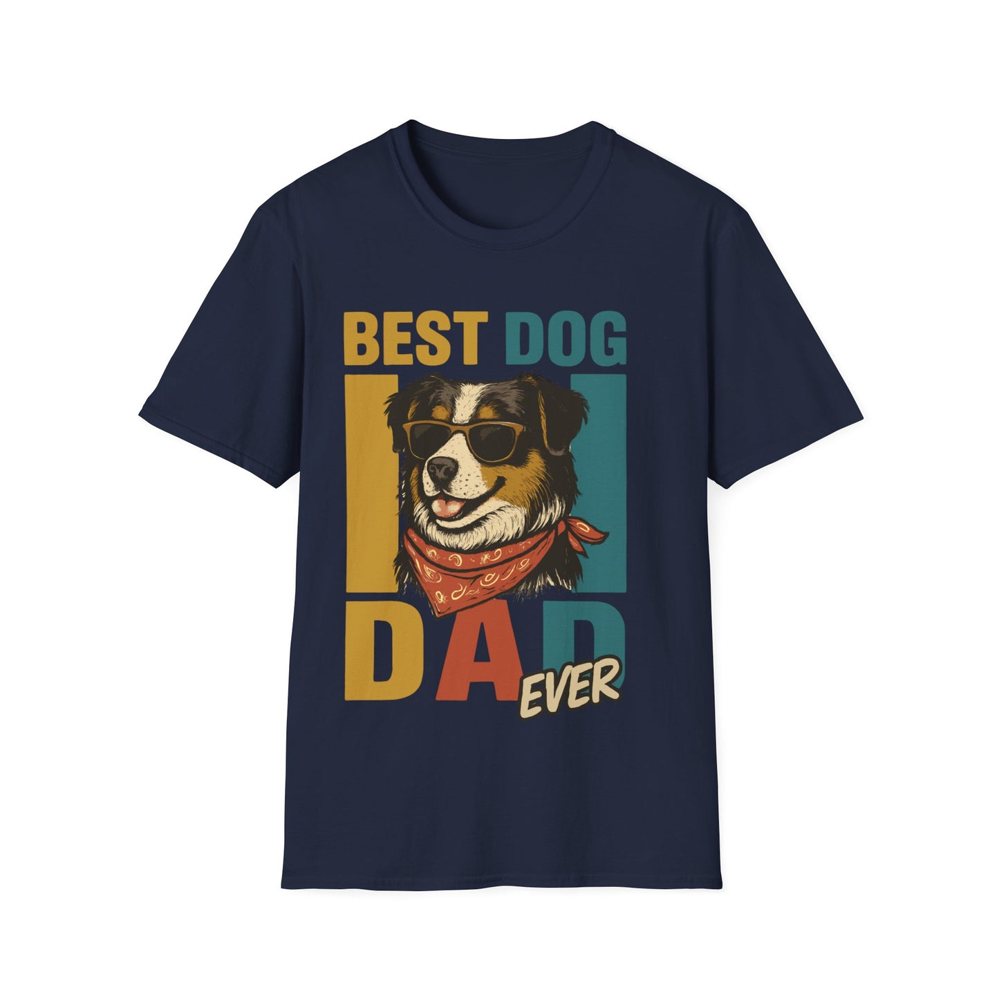 Australian Shepherd Best Dog Dad Ever With Retro Colors Unisex T-Shirt