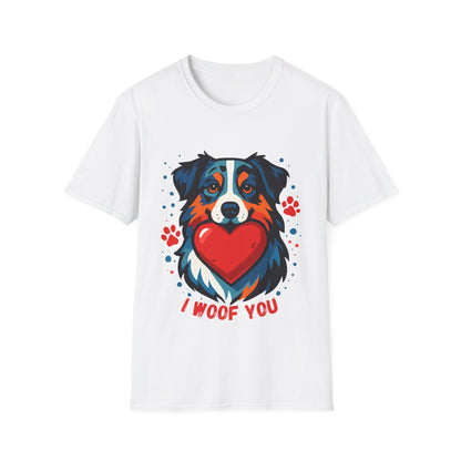 I Woof You Australian Shepherd UnisexT-Shirt — Vibrant Design
