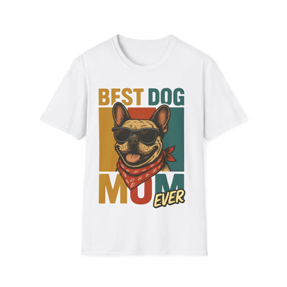 Best Dog Mom Ever French Bulldog With Retro Colors Unisex T-Shirt