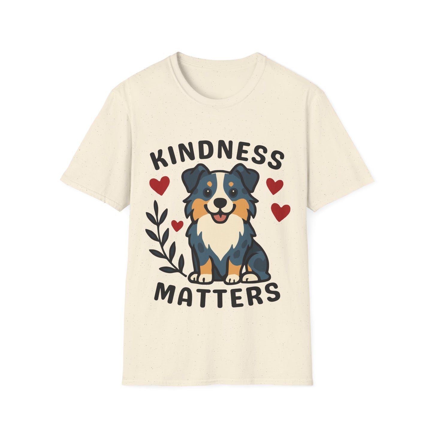 Kindness Matters Australian Shepherd Unisex T-Shirt — Cute Cartoon Dog Tee
