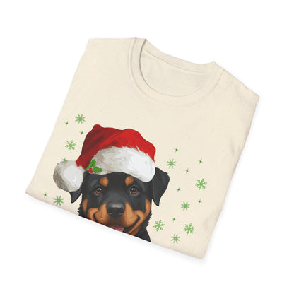 Christmas Rottweiler in Santa Hat Unisex T-Shirt