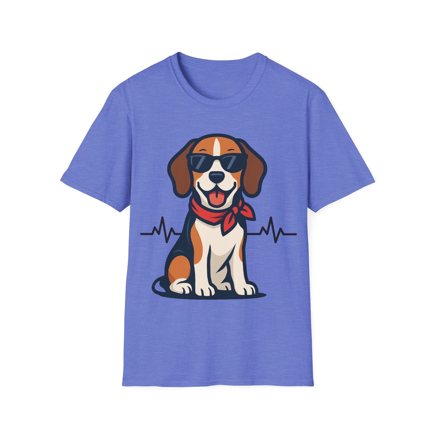 Beagle With Heartbeat And Cool Sunglasses Dog Unisex T-Shirt