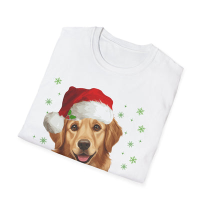 Christmas Golden Retriever in Santa Hat Unisex T-Shirt