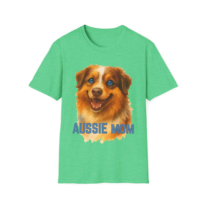 Aussie Mom Red Merle Watercolor Australian Shepherd Design Unisex T-Shirt