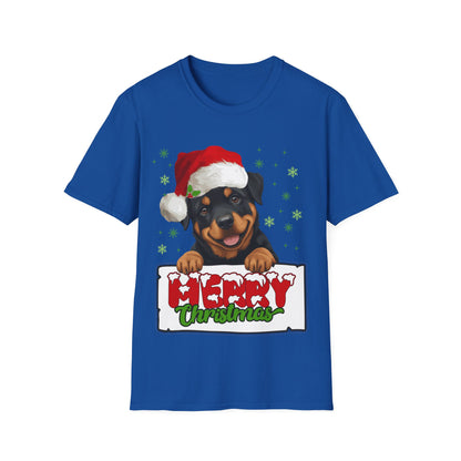 Christmas Rottweiler in Santa Hat Unisex T-Shirt