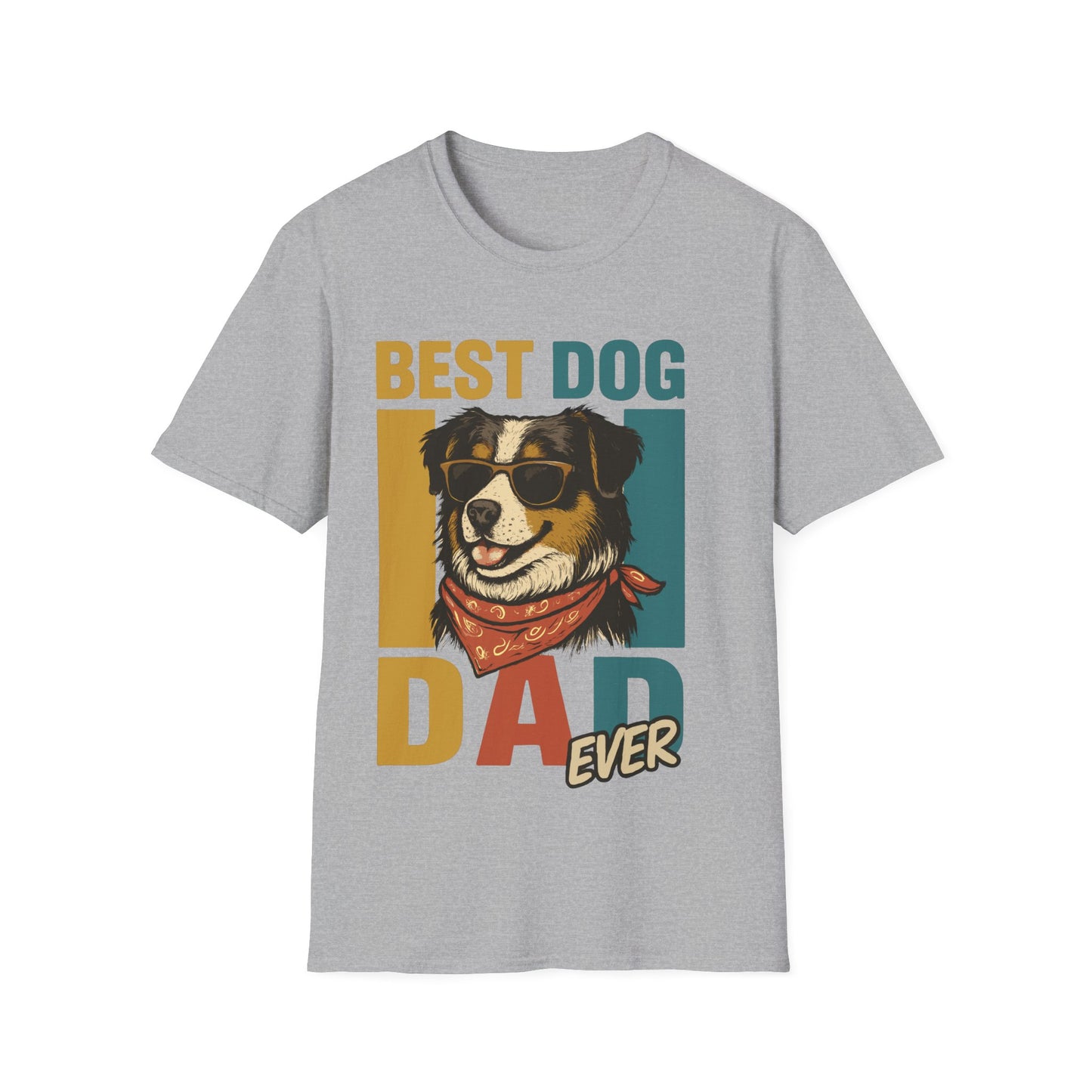 Australian Shepherd Best Dog Dad Ever With Retro Colors Unisex T-Shirt