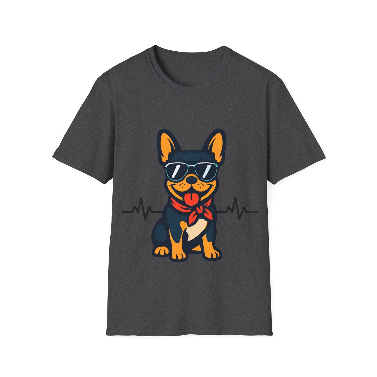 French Bulldog With Heartbeat And Cool Sunglasses Dog Unisex T-Shirt