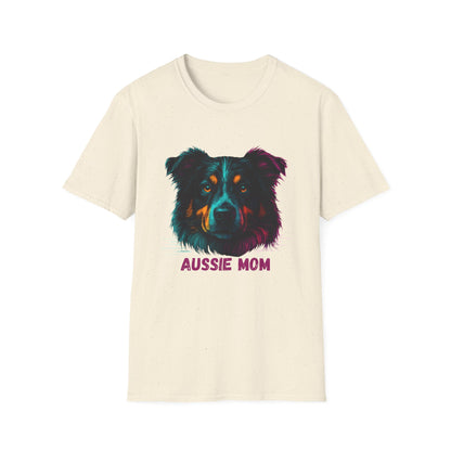 Aussie Mom Unisex T-Shirt - Vibrant Australian Shepherd Design