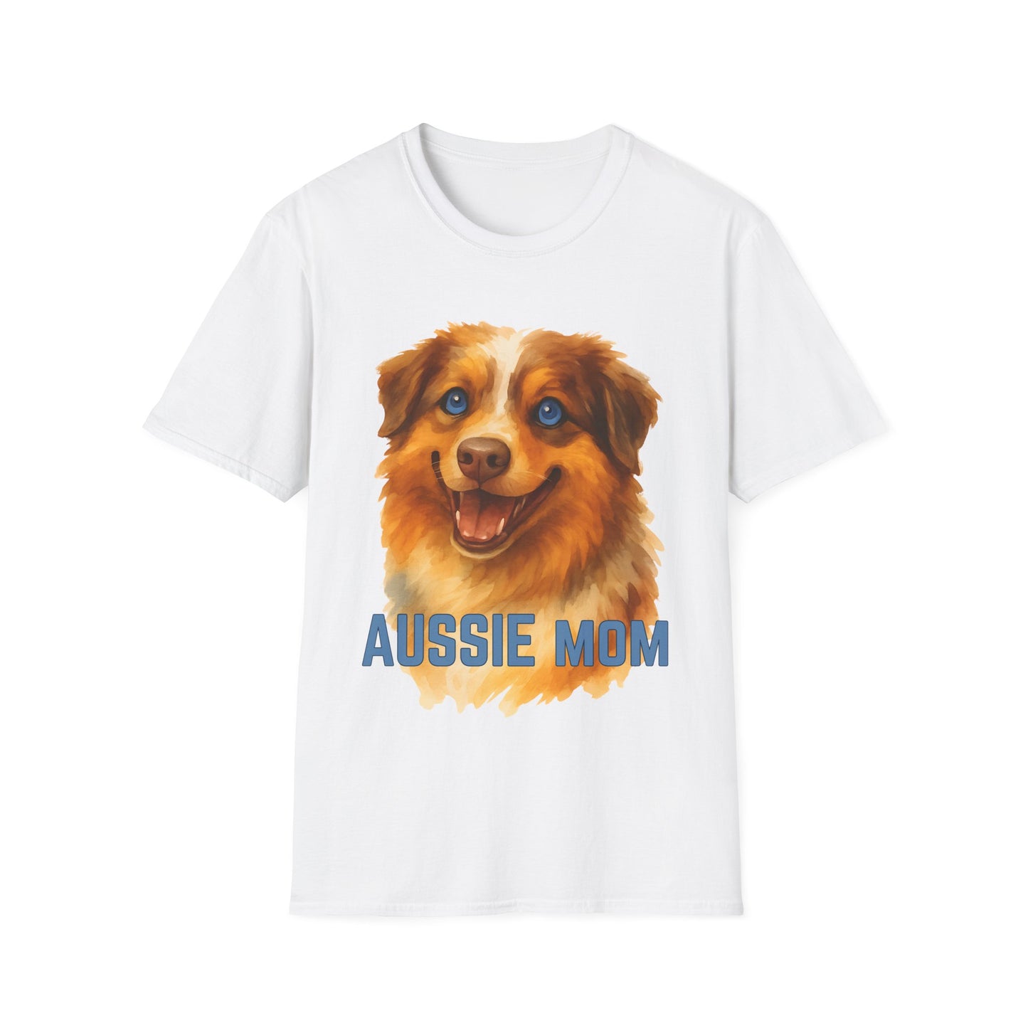 Aussie Mom Red Merle Watercolor Australian Shepherd Design Unisex T-Shirt
