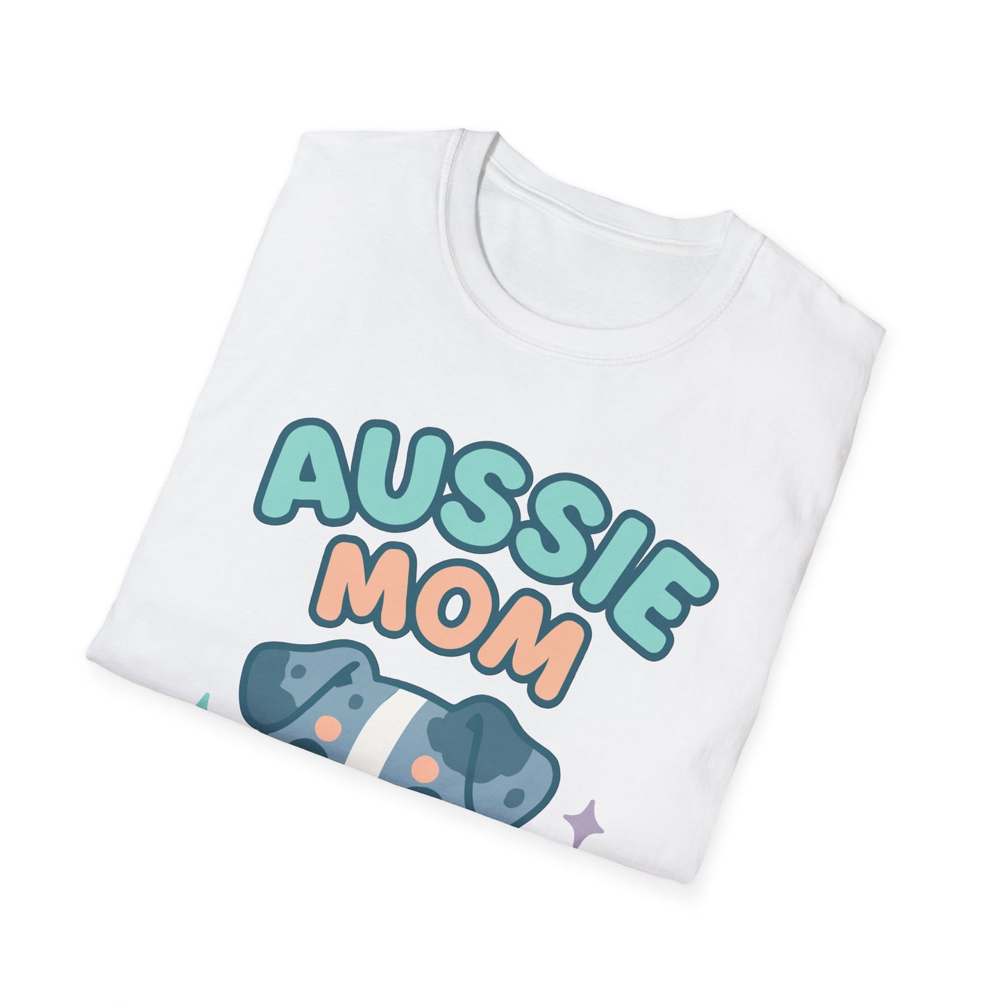 Aussie Mama Soft Cartoon Australian Shepherd Design Unisex T-Shirt