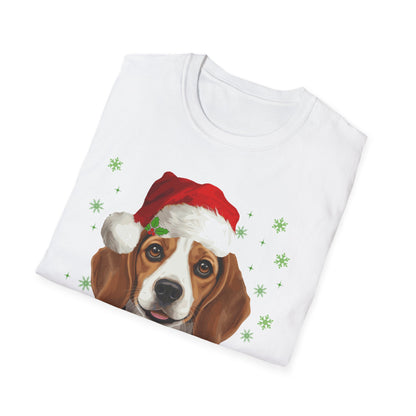 Christmas Beagle in Santa Hat Unisex T-Shirt