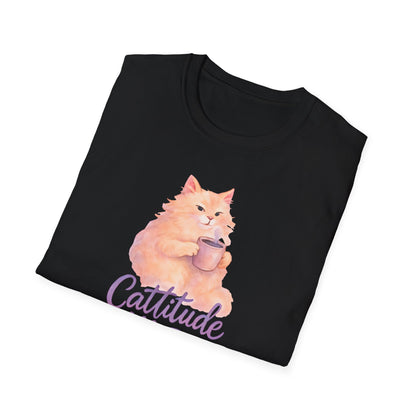 Cat with Coffee Cup T-Shirt