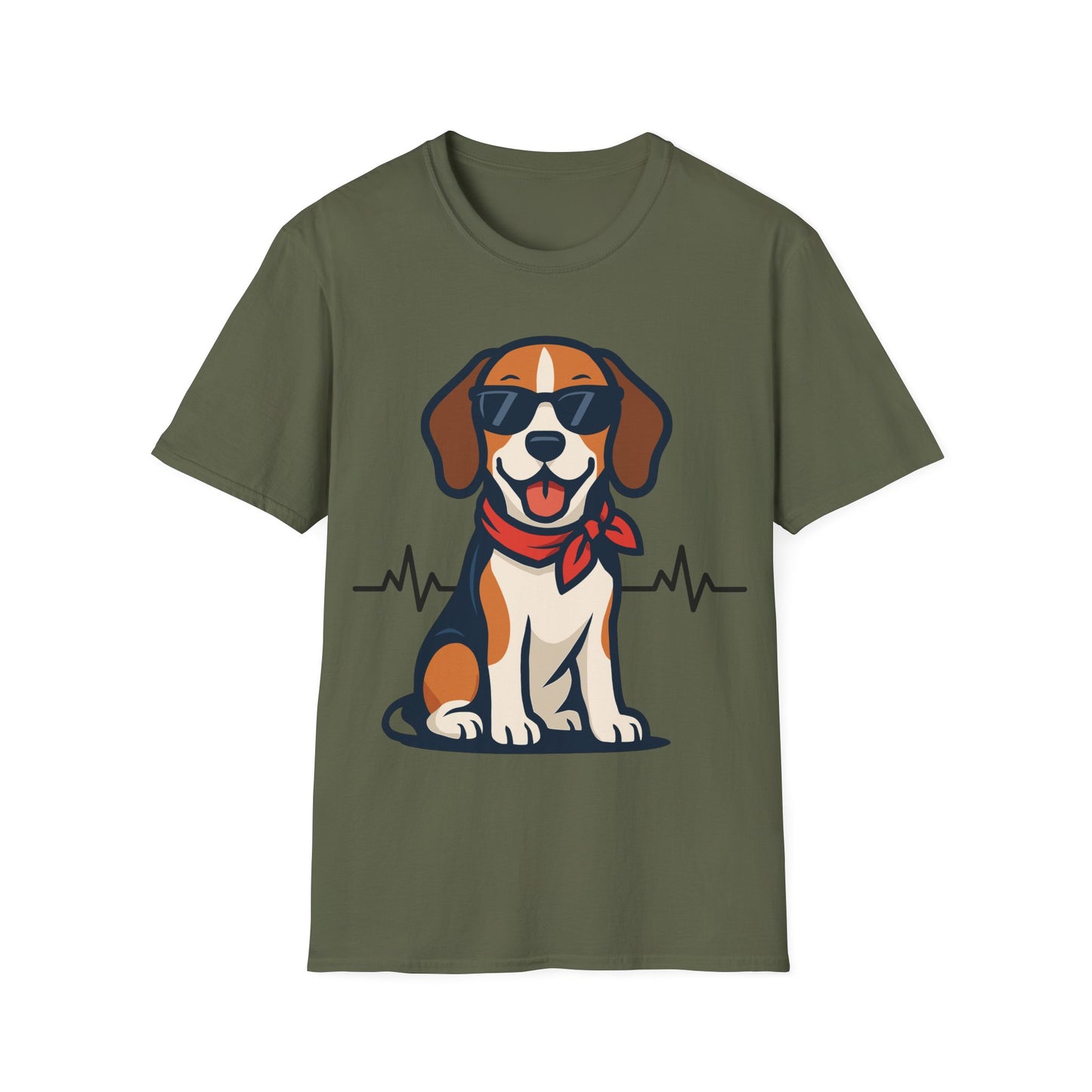 Beagle With Heartbeat And Cool Sunglasses Dog Unisex T-Shirt