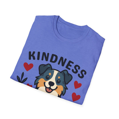 Kindness Matters Australian Shepherd Unisex T-Shirt — Cute Cartoon Dog Tee