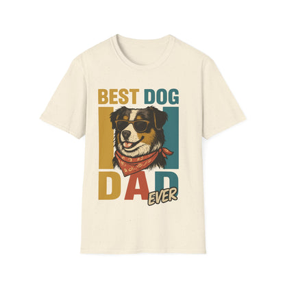 Australian Shepherd Best Dog Dad Ever With Retro Colors Unisex T-Shirt
