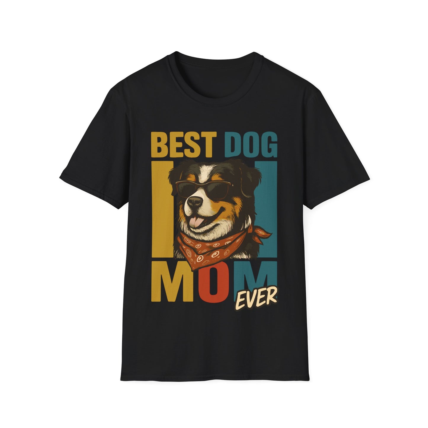 Australian Shepherd Best Dog Mom Ever With Retro Colors Unisex T-Shirt