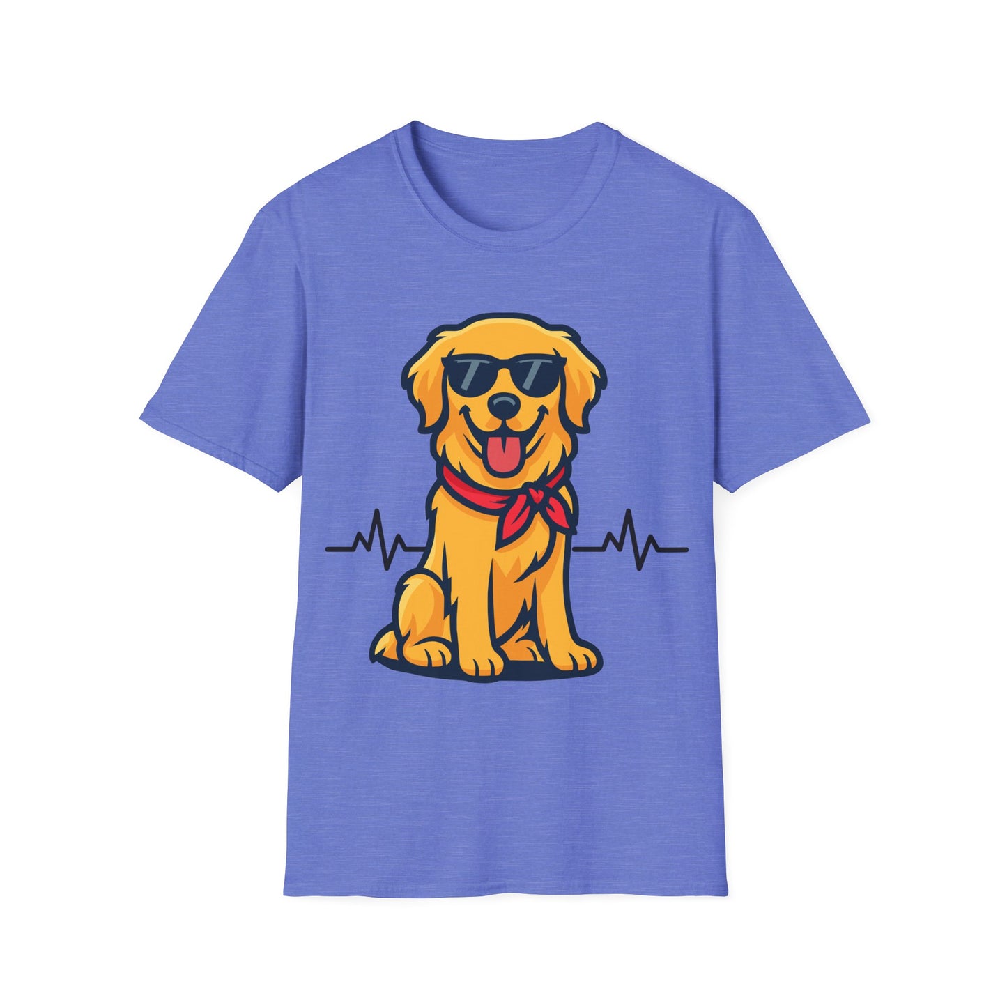 Golden Retriever With Heartbeat And Cool Sunglasses Dog Unisex T-Shirt