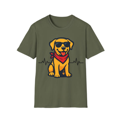 Labrador Retriever With Heartbeat And Cool Sunglasses Dog Unisex T-Shirt
