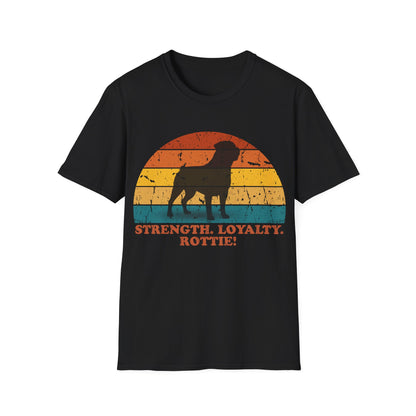 Retro Sunset Rottweiler Unisex T-Shirt
