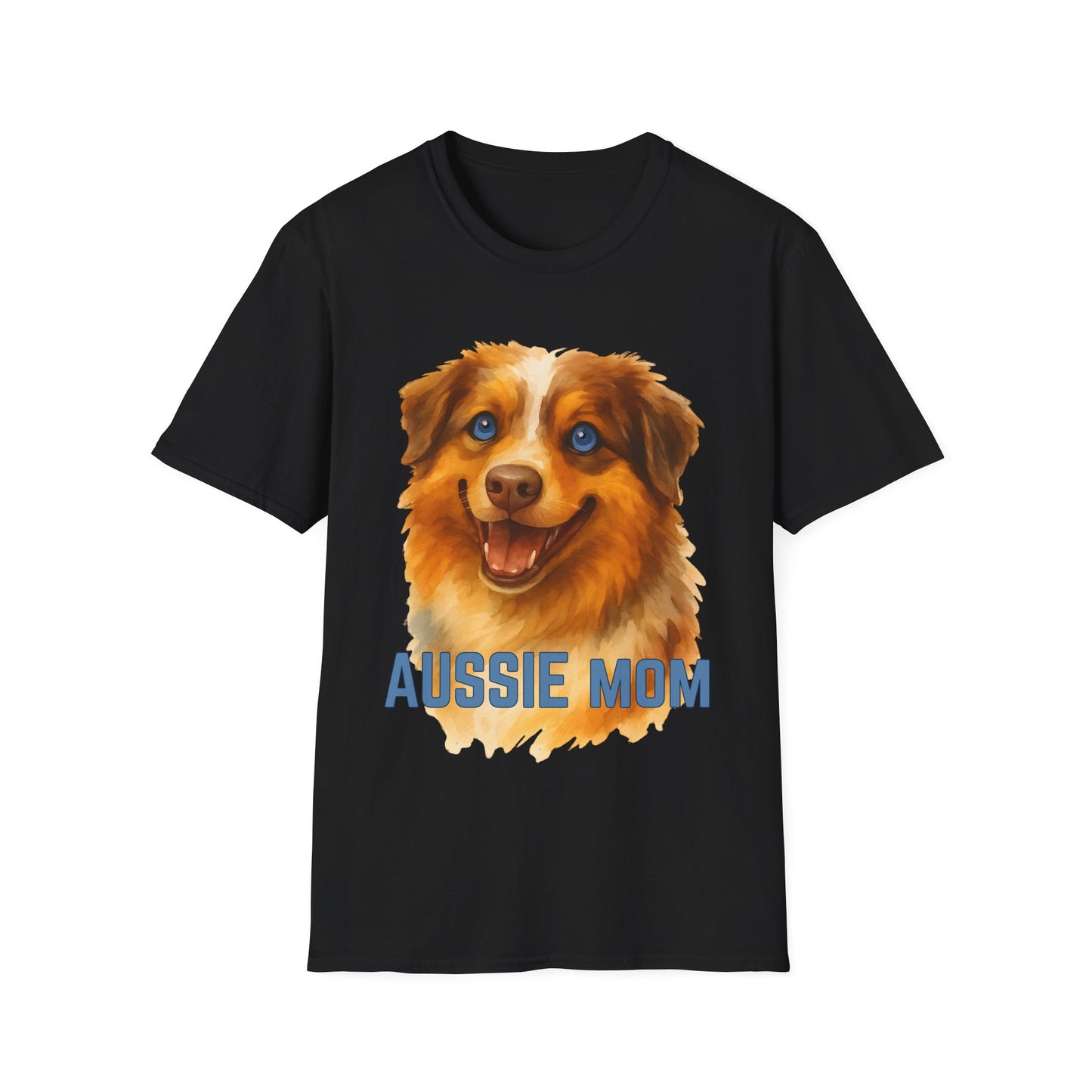 Aussie Mom Red Merle Watercolor Australian Shepherd Design Unisex T-Shirt