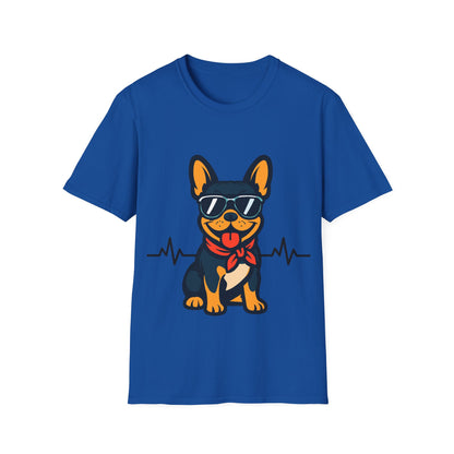 French Bulldog With Heartbeat And Cool Sunglasses Dog Unisex T-Shirt