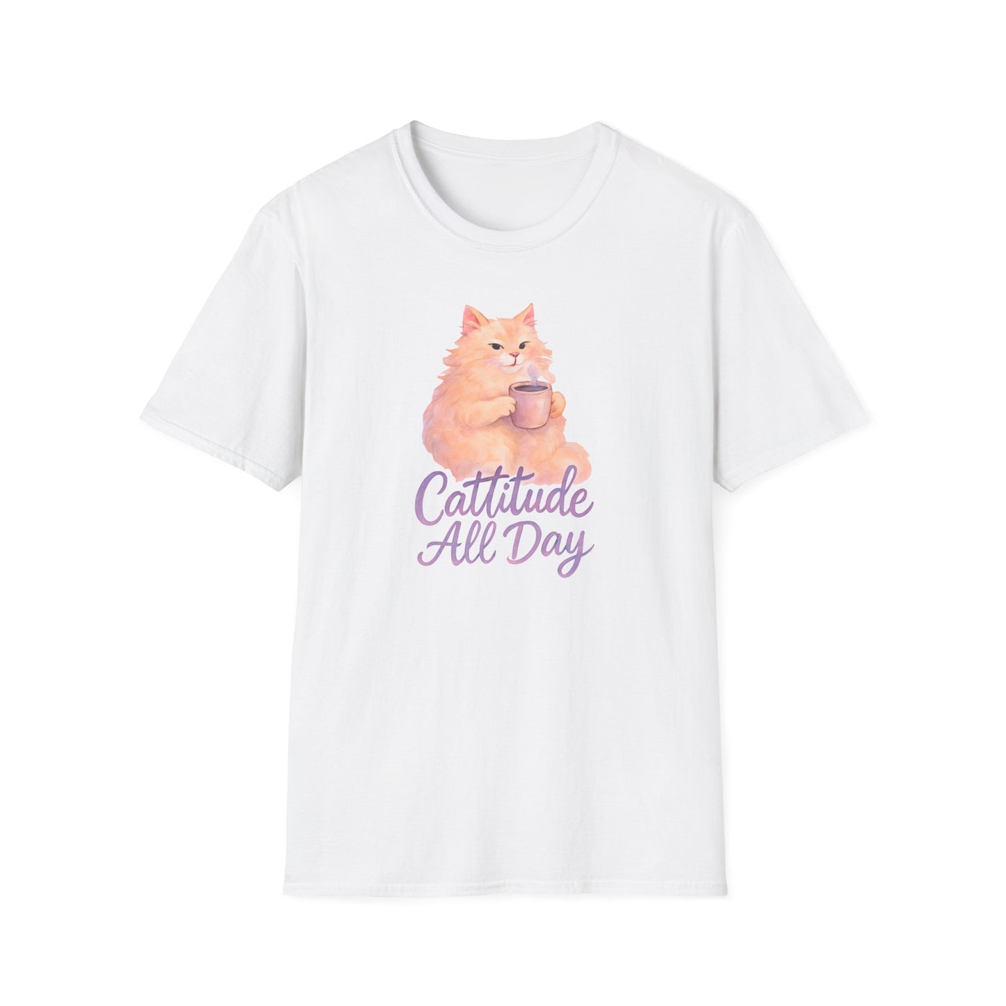 Cat with Coffee Cup T-Shirt
