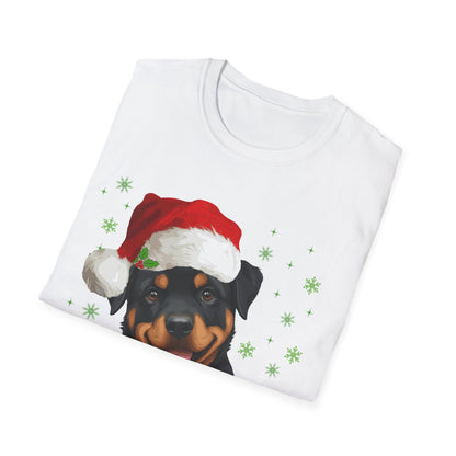 Christmas Rottweiler in Santa Hat Unisex T-Shirt