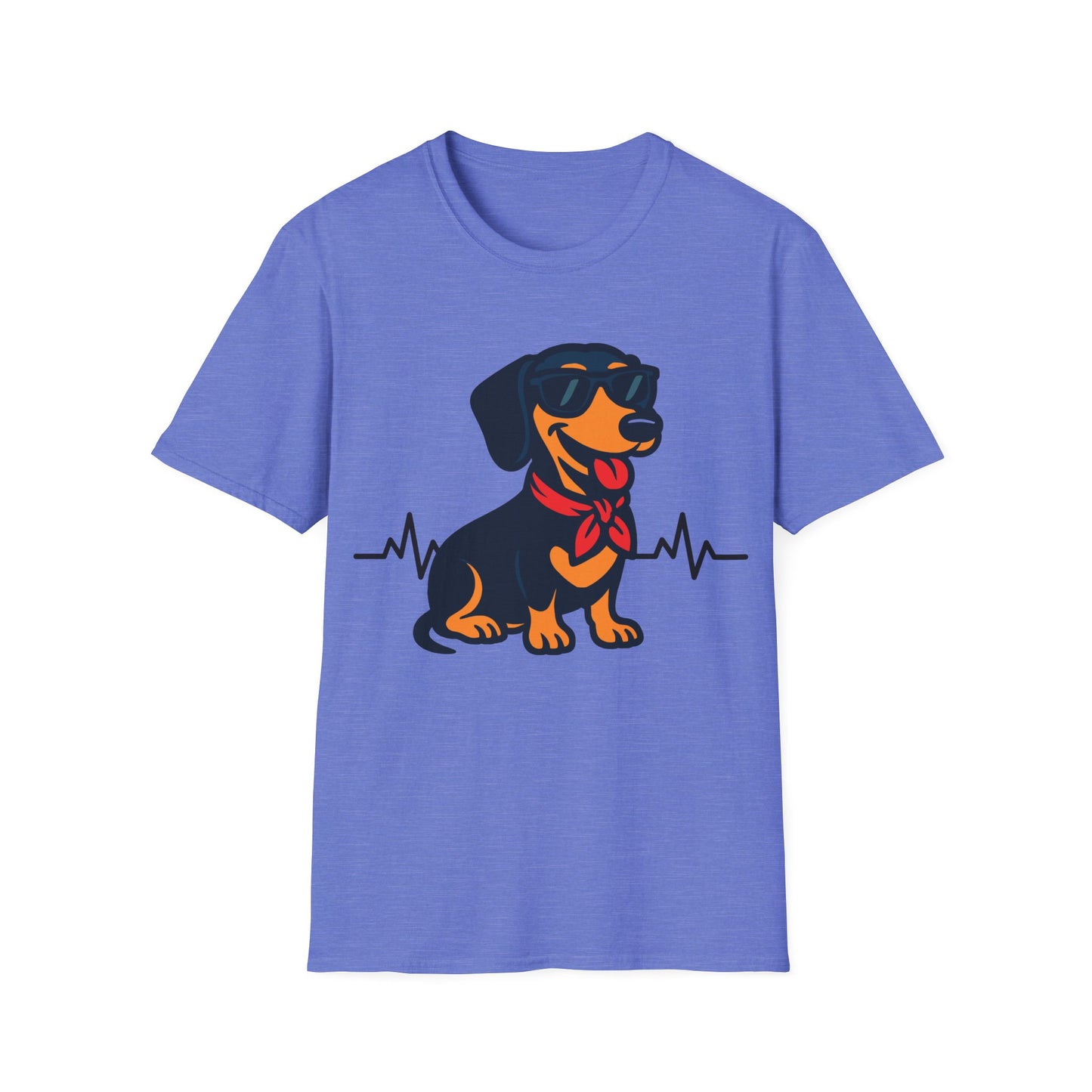 Dachshund With Heartbeat And Cool Sunglasses Dog Unisex T-Shirt