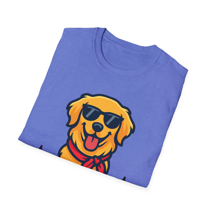 Golden Retriever With Heartbeat And Cool Sunglasses Dog Unisex T-Shirt