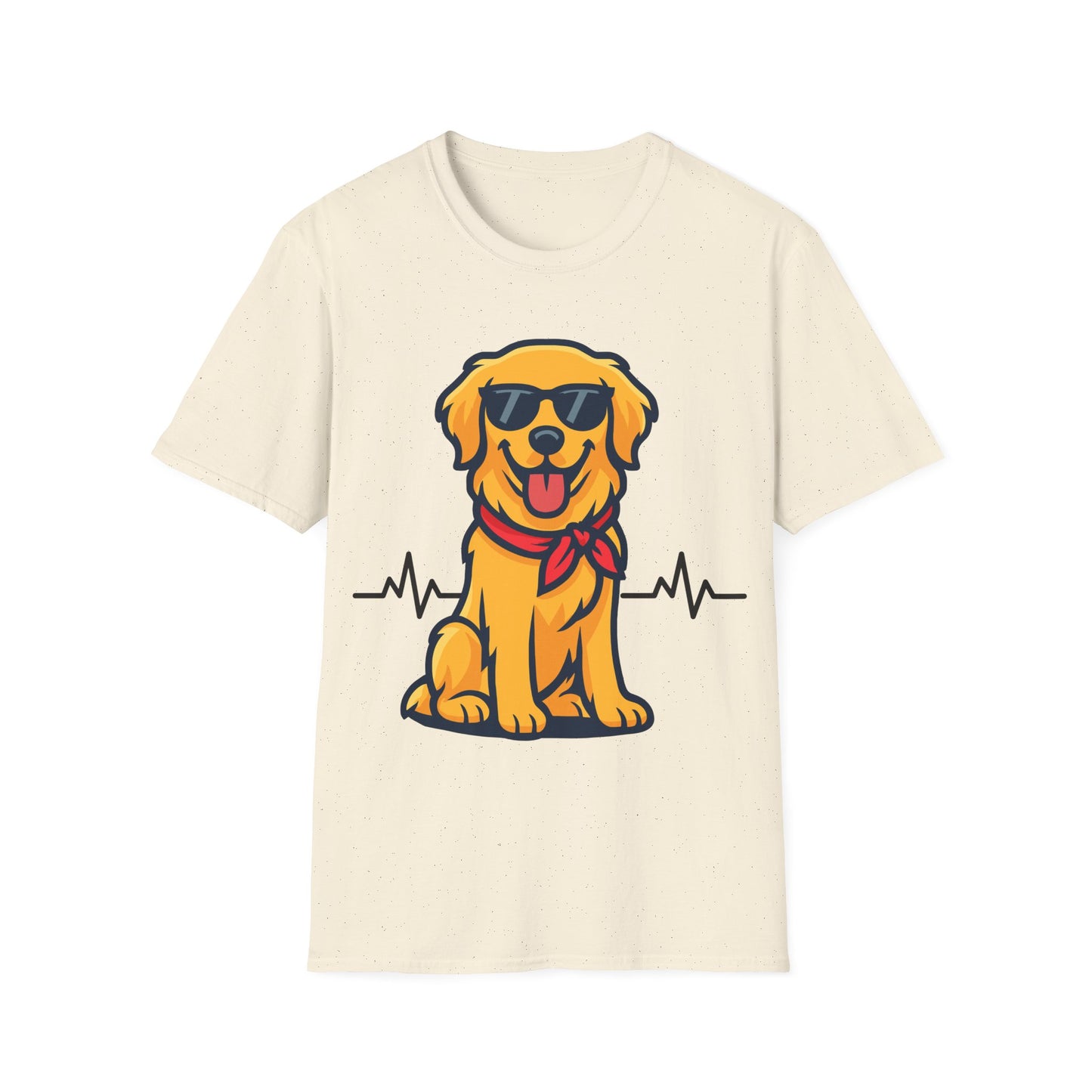 Golden Retriever With Heartbeat And Cool Sunglasses Dog Unisex T-Shirt