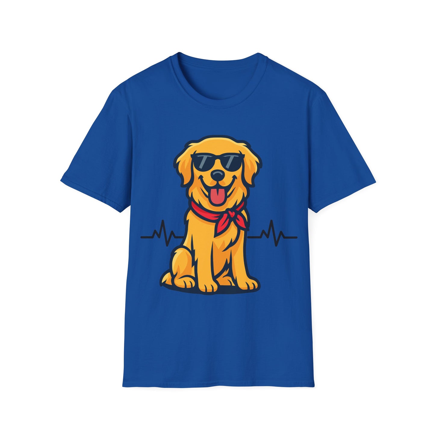 Golden Retriever With Heartbeat And Cool Sunglasses Dog Unisex T-Shirt