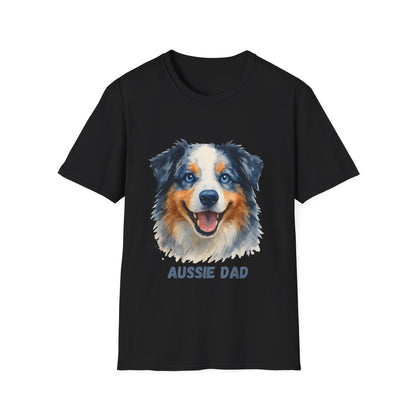 Aussie Dad Watercolor Australian Shepherd Unisex T-Shirt